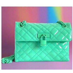 Kurt Geiger Mini Brixton Crossbody Blue Patent Leather Lock Drench